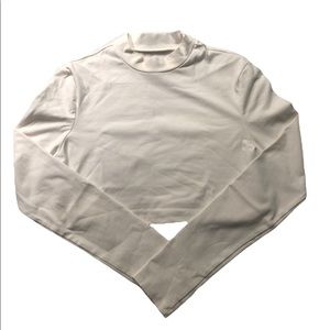 White Mock Neck Long Sleeve Crop Top